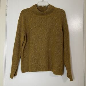 Eileen Fisher yellow knit mock neck pullover sweater small